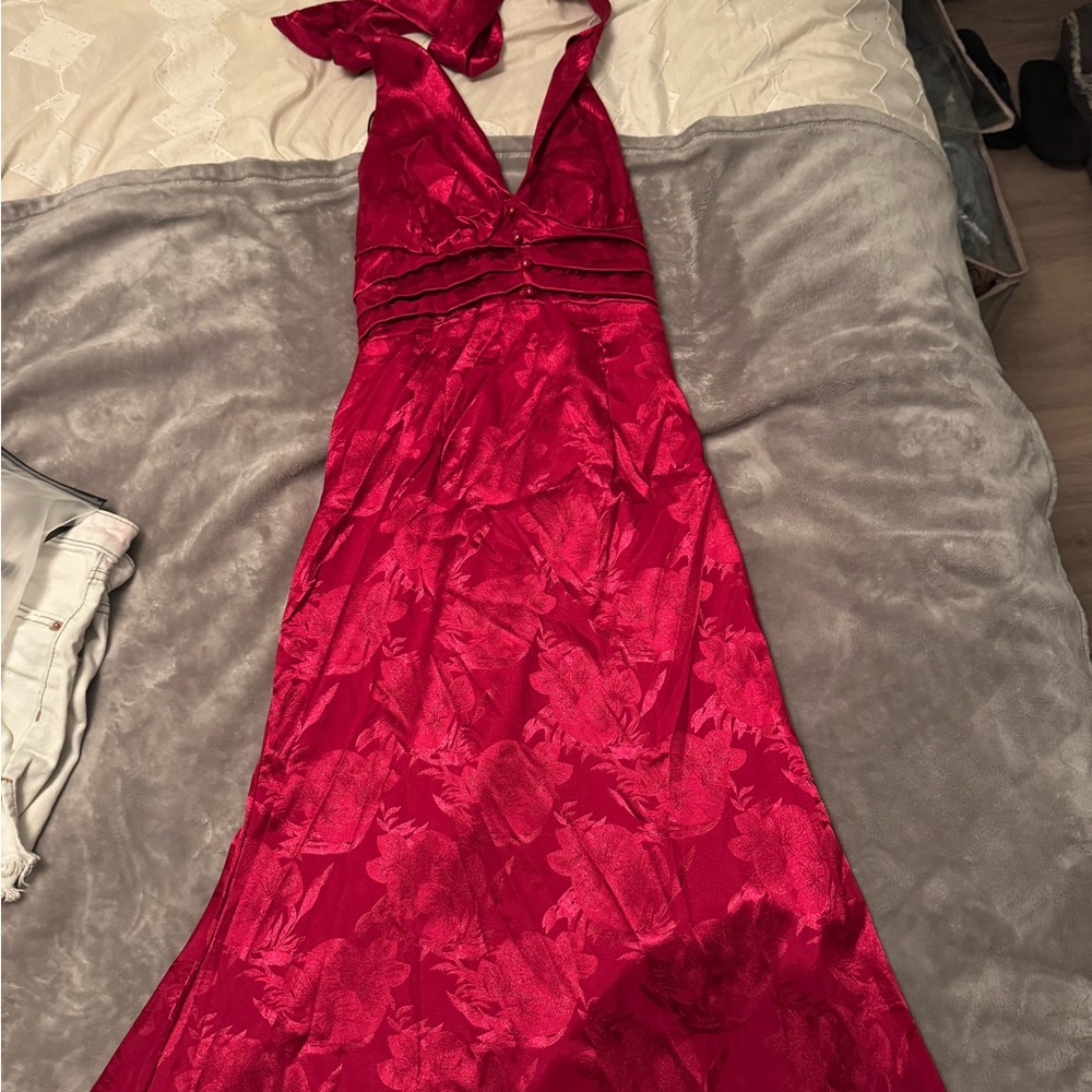 Elegant Red Floral Gown